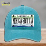 Michigan State Fan Novelty License Plate Hat Unconstructed Cotton / Lake Blue