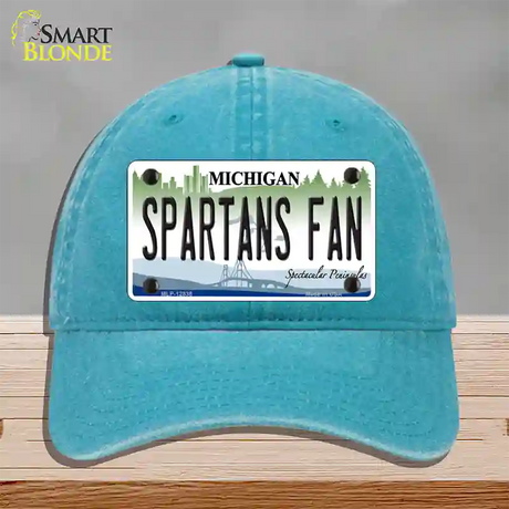 Spartans Fan Novelty License Plate Hat Unconstructed Cotton / Lake Blue