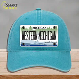 Western Michigan Novelty License Plate Hat Unconstructed Cotton / Lake Blue