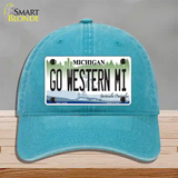 Go Western Michigan Novelty License Plate Hat Unconstructed Cotton / Lake Blue