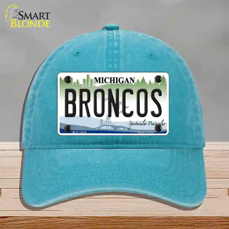 Broncos Michigan Novelty License Plate Hat Unconstructed Cotton / Lake Blue