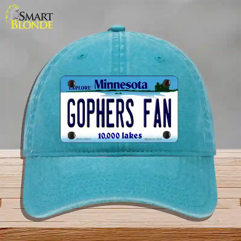 Gophers Fan Novelty License Plate Hat Unconstructed Cotton / Lake Blue