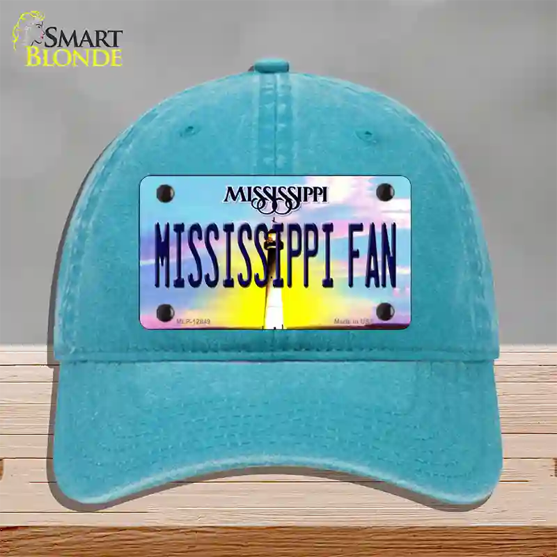 Mississippi Fan Novelty License Plate Hat Unconstructed Cotton / Lake Blue