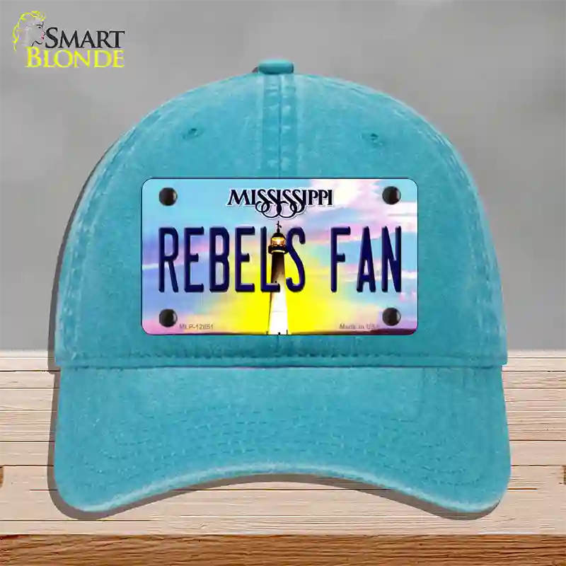 Rebels Fan Novelty License Plate Hat Unconstructed Cotton / Lake Blue