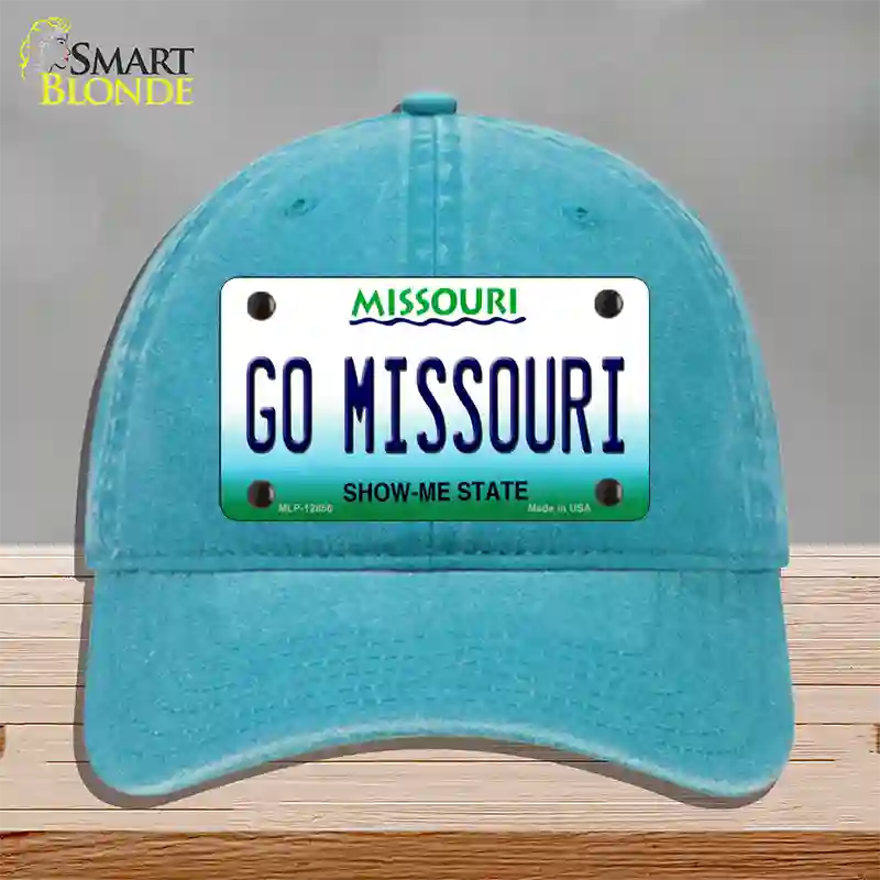 Go Missouri Novelty License Plate Hat Unconstructed Cotton / Lake Blue