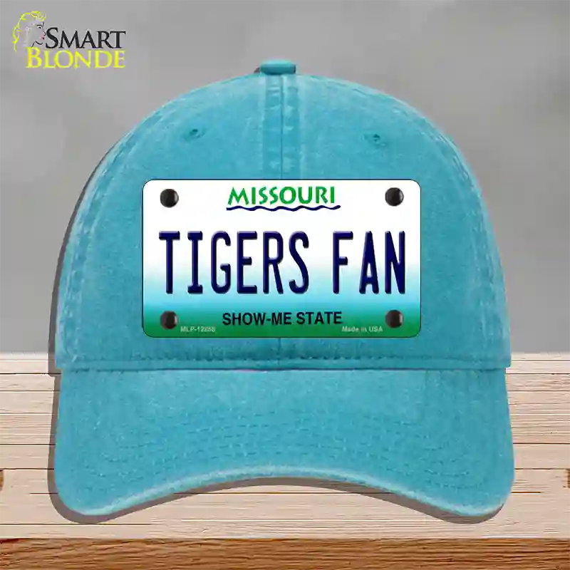 Tigers Fan Missouri Novelty License Plate Hat Unconstructed Cotton / Lake Blue