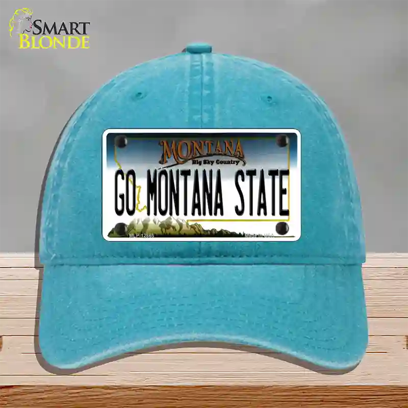 Go Montana State Novelty License Plate Hat Unconstructed Cotton / Lake Blue