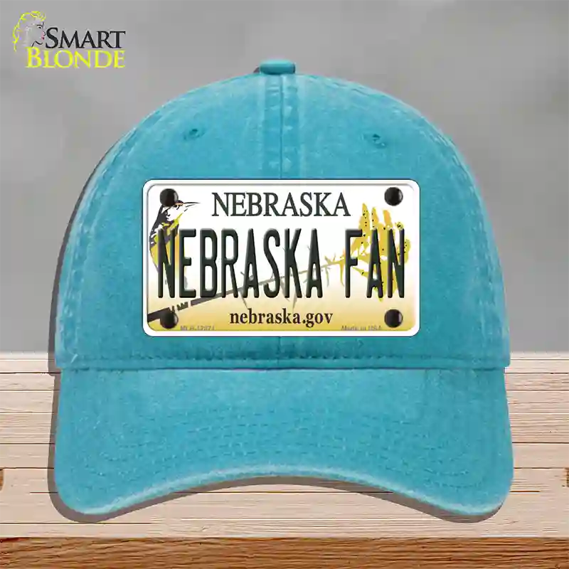 Nebraska Fan Novelty License Plate Hat Unconstructed Cotton / Lake Blue