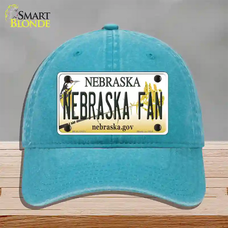 Nebraska Fan Novelty License Plate Hat Unconstructed Cotton / Lake Blue