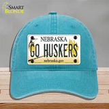 Go Huskers Novelty License Plate Hat Unconstructed Cotton / Lake Blue