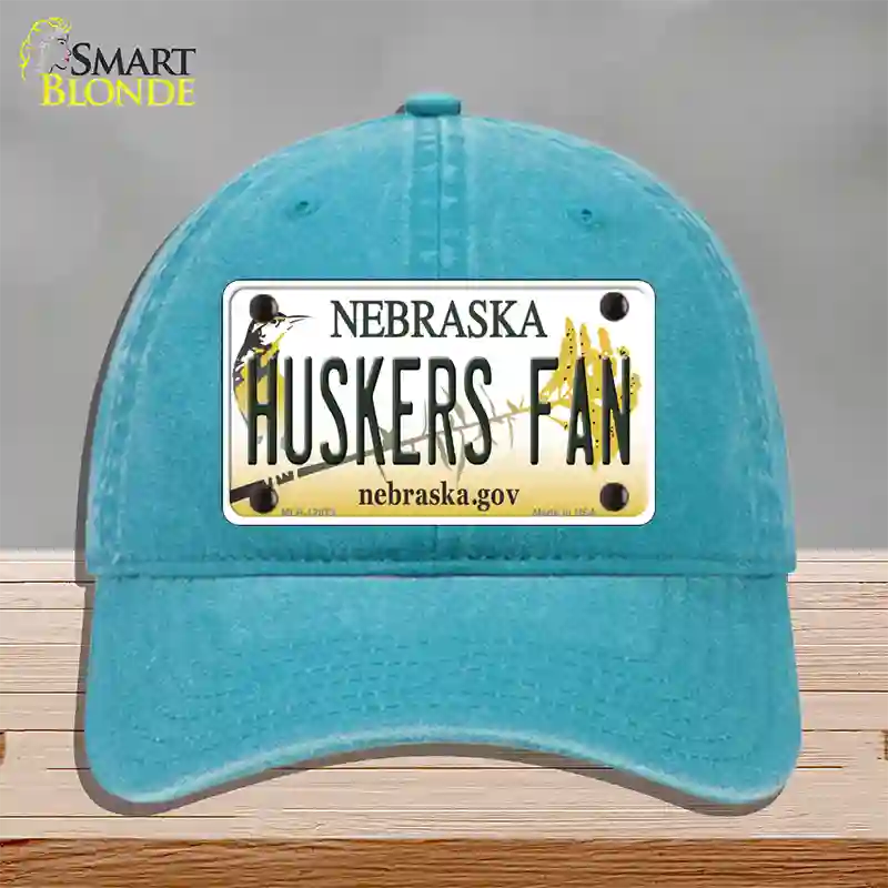 Huskers Fan Novelty License Plate Hat Unconstructed Cotton / Lake Blue