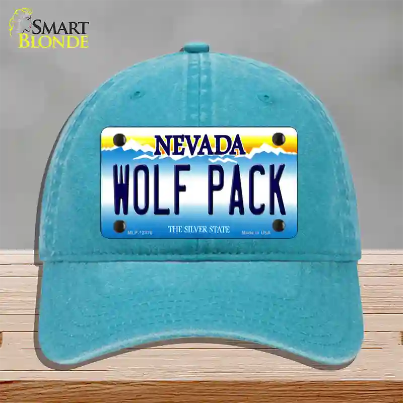 Wolf Pack Novelty License Plate Hat Unconstructed Cotton / Lake Blue