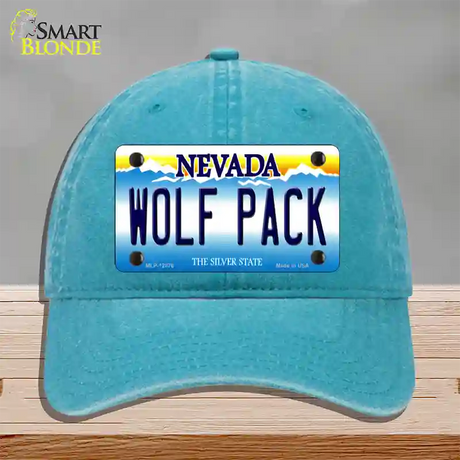 Wolf Pack Novelty License Plate Hat Unconstructed Cotton / Lake Blue