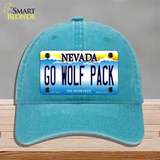 Go Wolf Pack Novelty License Plate Hat Unconstructed Cotton / Lake Blue