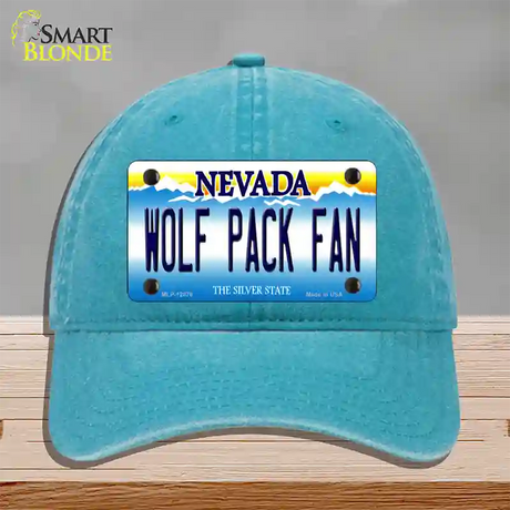 Wolf Pack Fan Novelty License Plate Hat Unconstructed Cotton / Lake Blue