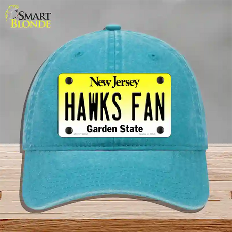 Hawks Fan New Jersey Novelty License Plate Hat Unconstructed Cotton / Lake Blue