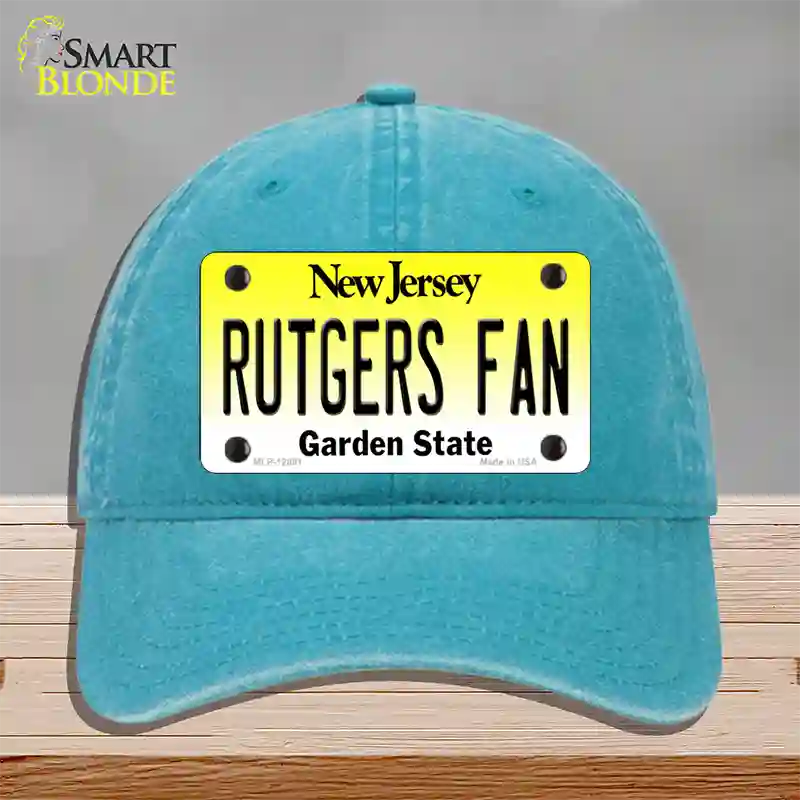 Rutgers Fan Novelty License Plate Hat Unconstructed Cotton / Lake Blue