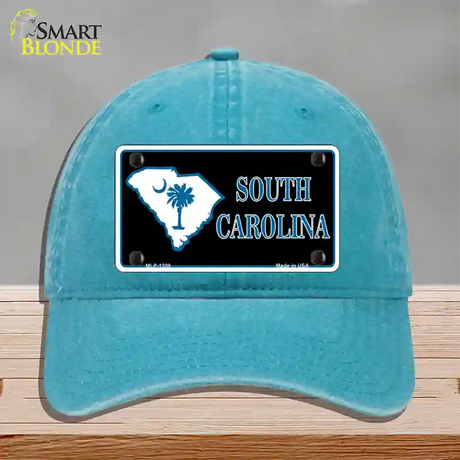 South Carolina Flag Novelty License Plate Hat Unconstructed Cotton / Lake Blue