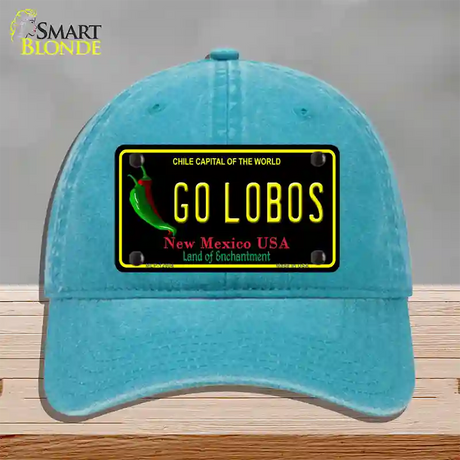 Go Lobos Novelty License Plate Hat Unconstructed Cotton / Lake Blue