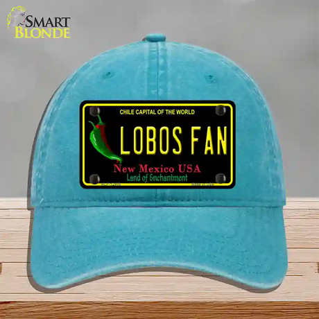 Lobos Fan Novelty License Plate Hat Unconstructed Cotton / Lake Blue