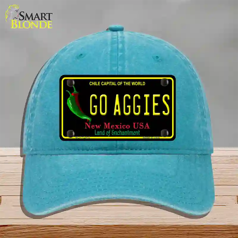 Go Aggies Novelty License Plate Hat Unconstructed Cotton / Lake Blue