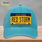 Red Storm Novelty License Plate Hat Unconstructed Cotton / Lake Blue