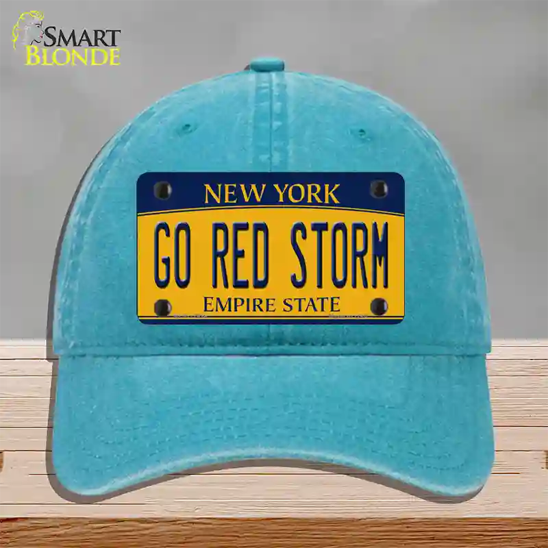 Go Red Storm Novelty License Plate Hat Unconstructed Cotton / Lake Blue