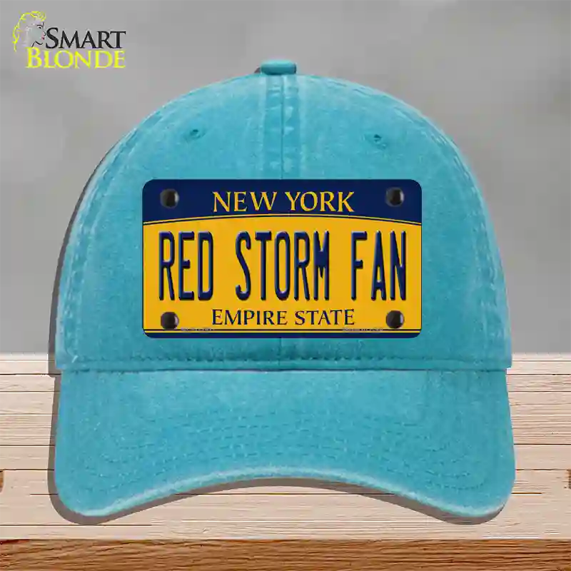 Red Storm Fan Novelty License Plate Hat Unconstructed Cotton / Lake Blue