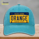 Orange Novelty License Plate Hat Unconstructed Cotton / Lake Blue