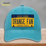 Orange Fan Novelty License Plate Hat Unconstructed Cotton / Lake Blue