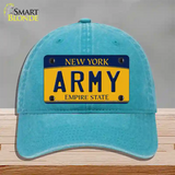 Army Novelty License Plate Hat Unconstructed Cotton / Lake Blue