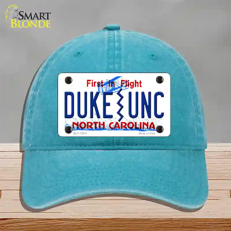 Duke | UNC Novelty License Plate Hat Unconstructed Cotton / Lake Blue