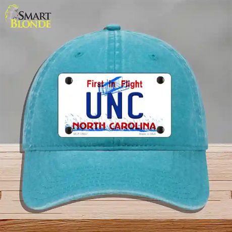 Univ North Carolina Novelty License Plate Hat Unconstructed Cotton / Lake Blue