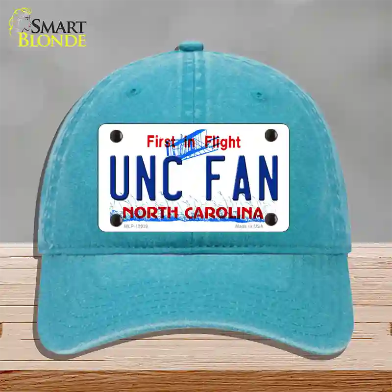 Univ North Carolina Fan Novelty License Plate Hat Unconstructed Cotton / Lake Blue