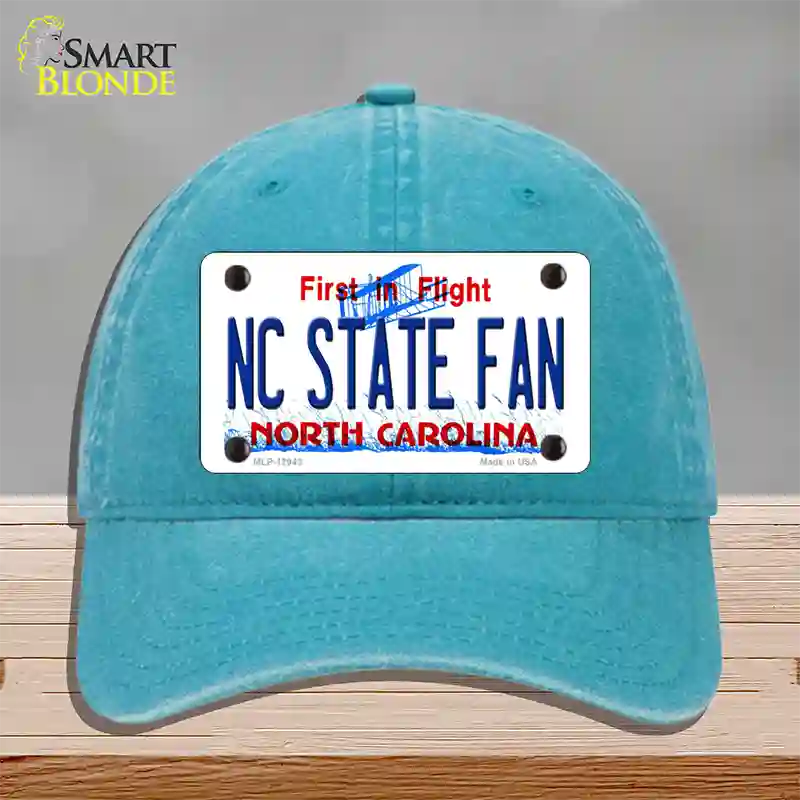 North Carolina State Fan Novelty License Plate Hat Unconstructed Cotton / Lake Blue