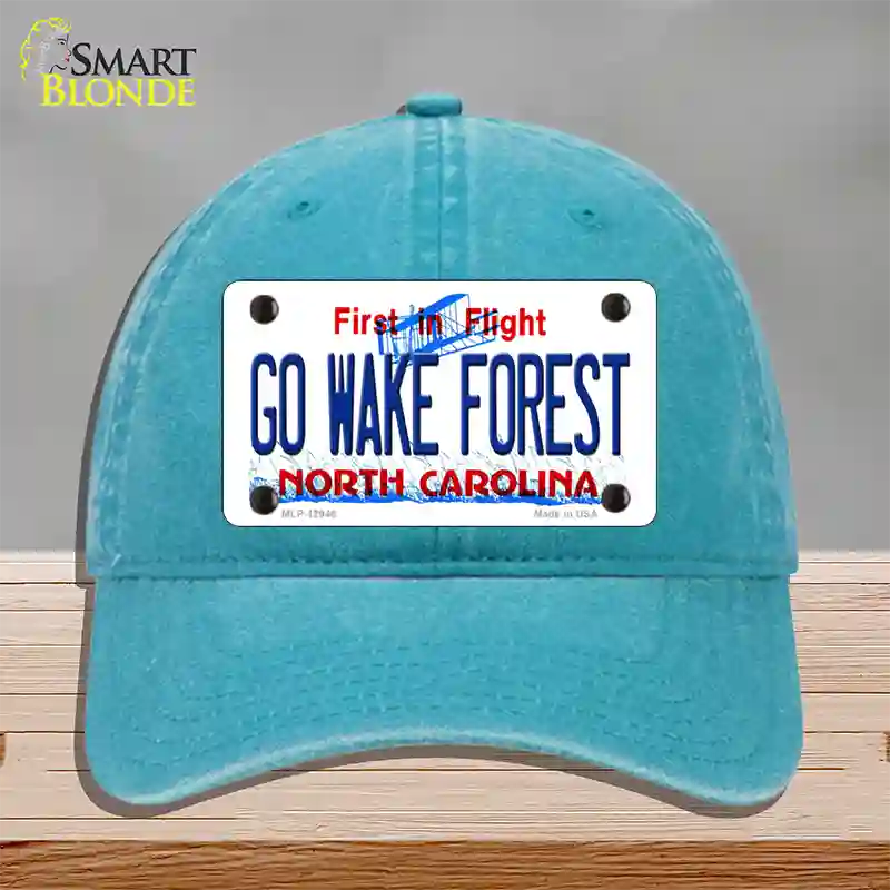 Go Wake Forest Novelty License Plate Hat Unconstructed Cotton / Lake Blue