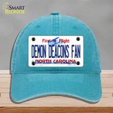 Demon Deacons Fan Novelty License Plate Hat Unconstructed Cotton / Lake Blue