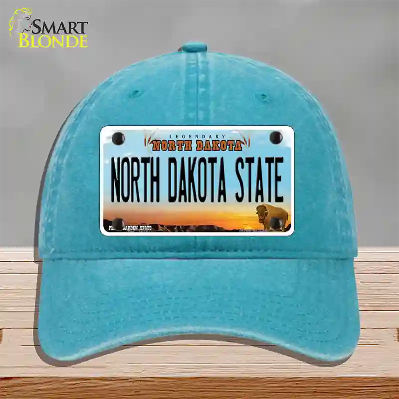 North Dakota State Novelty License Plate Hat Unconstructed Cotton / Lake Blue