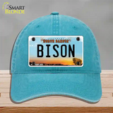 Bison Novelty License Plate Hat Unconstructed Cotton / Lake Blue