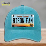 Bison Fan Novelty License Plate Hat Unconstructed Cotton / Lake Blue