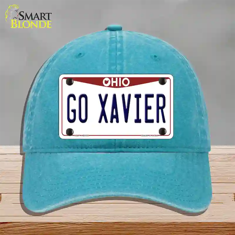 Go Xavier Novelty License Plate Hat Unconstructed Cotton / Lake Blue