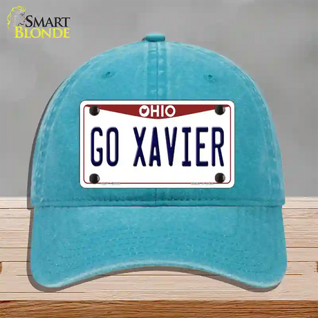 Go Xavier Novelty License Plate Hat Unconstructed Cotton / Lake Blue