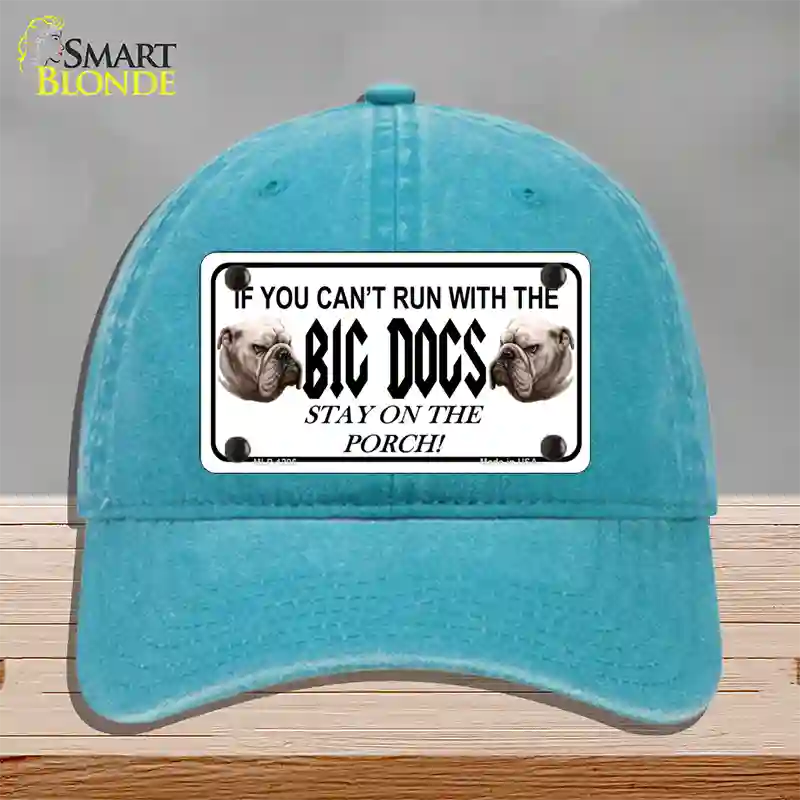 Run With The Big Dogs Novelty License Plate Hat Unconstructed Cotton / Lake Blue