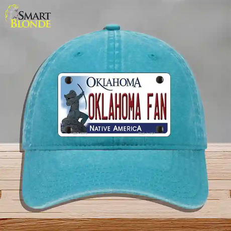 Oklahoma Fan Novelty License Plate Hat Unconstructed Cotton / Lake Blue