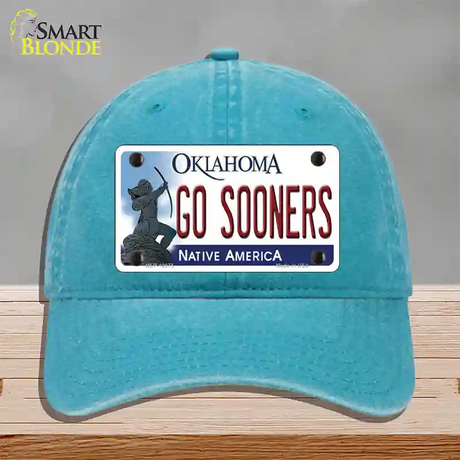 Go Sooners Novelty License Plate Hat Unconstructed Cotton / Lake Blue