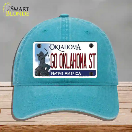 Go Oklahoma State Novelty License Plate Hat Unconstructed Cotton / Lake Blue