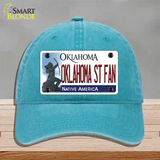 Oklahoma State Fan Novelty License Plate Hat Unconstructed Cotton / Lake Blue