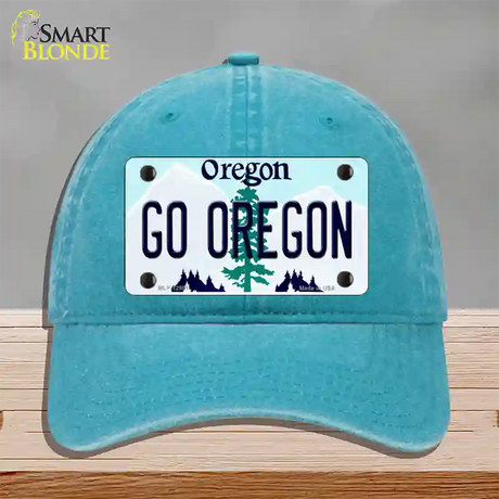 Go Oregon Novelty License Plate Hat Unconstructed Cotton / Lake Blue