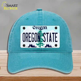 Oregon State Novelty License Plate Hat Unconstructed Cotton / Lake Blue