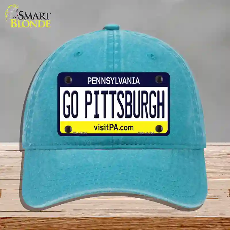 Go Pittsburgh Novelty License Plate Hat Unconstructed Cotton / Lake Blue